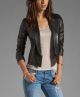 Leather shawl collar leather jacket