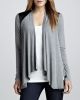 Leather-Shoulder Drape Cardigan