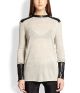 Leather-Trim Angora Sweater