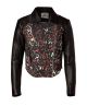 Leather/Wool Lyric Biker Jacket in Tartan Leopard