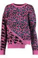 Leopard-intarsia stretch-knit sweater