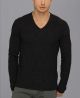 Long Sleeve V-Neck Shirt with Pick-Stitch Detail