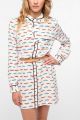 Long Sleeved Piped Shirtdress