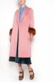 Long wool coat with fox fur cuffs