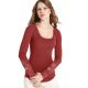 Long-Sleeve Crochet Henley Top 