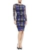Long-Sleeve Draped Plaid Dress