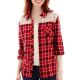 Long-Sleeve Plaid Lace Shirt