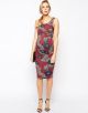 Maternity Exclusive Body-Conscious Dress With Side Draping In Winter Floral