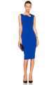 MATTE CREPE CURVE NECK FITTED DRESS IN COBALT BLUE