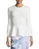Mereda Cable-Knit Peplum Sweater, Natural