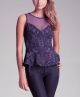Mesh Yoke Peplum Top