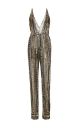 Metallic Beaded V-Front Jumpsuit