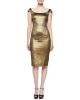 Metallic Off-The-Shoulder Sheath Dress, Gold