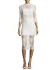 Miller 3/4-Sleeve Lace Midi Dress, Ivory