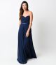 Navy Chiffon Strapless Sweetheart Corset Long Gown