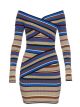 Off-the-shoulder striped sweater dress