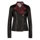 Oleah Color block leather jacket