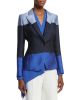 One-Button Colorblock Jacket, Heather Blue
