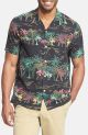 'Palm Selleck' Island Modern Fit Print Short Sleeve Silk Campshirt