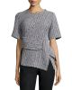 Paneled Braided Jacquard Tee, Platinum