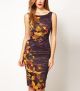 Pencil Dress in Purple Floral Print
