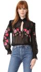 Peony Embroidered Ruffle Shirt
