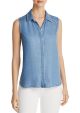  Petites Vara Chambray Button-Back Top
