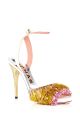 Pink Gold Fringed Grosgrain Sandals