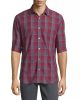 Plaid Roll-Tab Sleeve Sport Shirt, Brick Red
