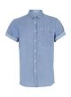 Plain Light Blue Short Sleeve Denim Shirt