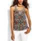 Printed Embellished Keyhole Top