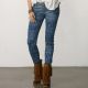 Printed Indigo Skinny Jean