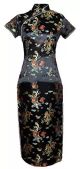 7Fairy - VTG Black Long Chinese Evening Prom Dress Cheongsam Size 10 US