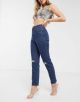 ASOS - High-Waist Slim Mom Jeans with Rips