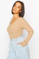 Boohoo - V-Neck Ribbed Knit Top