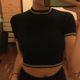 Brandy Melville - Navy and White Ribbed Knitted Crop Top