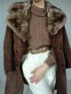 erp - Vintage Fur Collar Leather Coat