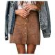 Harri - High-Waist Faux Suede Short Skirt, Brown