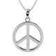 Hawaiian Silver Jewelry - Sterling Silver Large Peace Sign Pendant Necklace