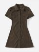 Romwe - Corduroy Button Dress