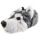 Husky Sled Dog Animal Slippers Plush Plain Grey