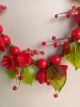 Vintage Murano Crystal Bead Necklace with Leaves and Flowers