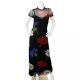Vivienne Tam - Vintage 90s Floral Mesh Short Sleeve Maxi Dress