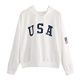 White USA Print Sweater