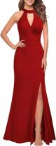 Woosea - Women's High Neck Sleeveless Split Bodycon Mermaid Evening Cocktail Long Dress
