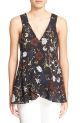 'Purcell' Floral Print Sleeveless Silk Top