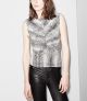 Python print silk top with a neckline decorated with chains
