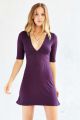 Rib-Knit Deep-V Dress