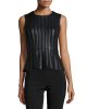 Roland Striped Faux-Leather Peplum Top, Black