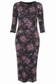 Romantic Floral Print Bodycon Dress